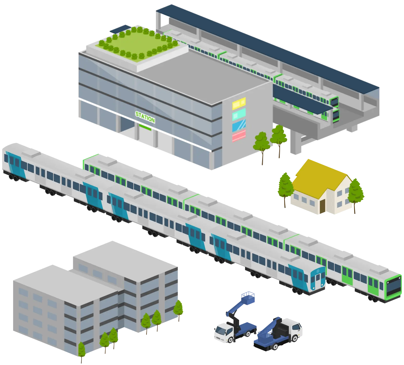 鉄道と街のイラスト